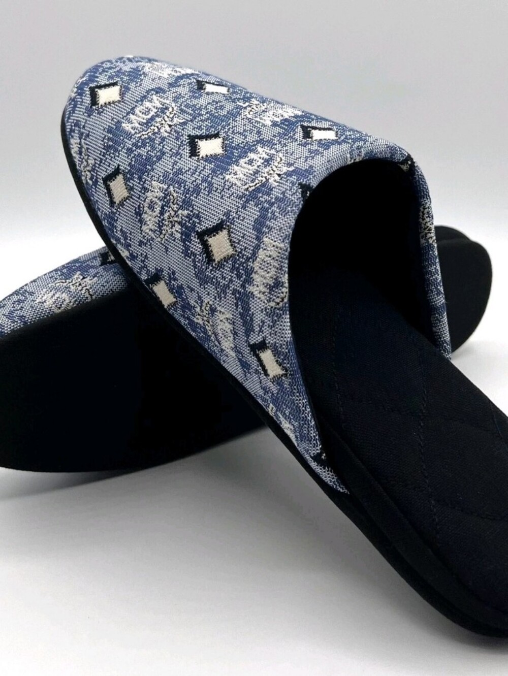 MCM Unisex Blue Monogram Denim Room Slippers / NEW! - Picture 6 of 6